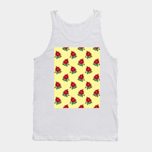 Red vintage roses on yellow Tank Top